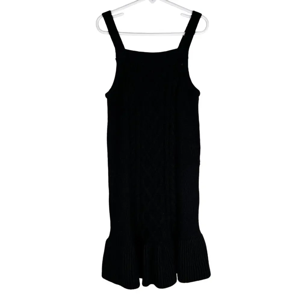 Gymboree Girls Cable Knit Sweater Dress Black 7 Sleeveless New